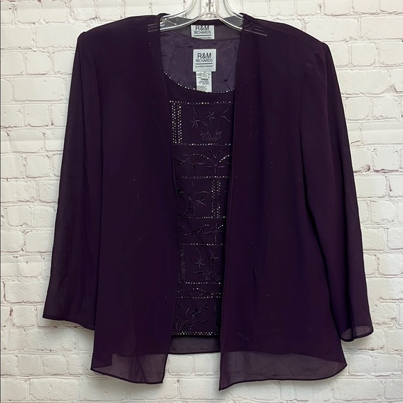 R&M Richards Glitter Embroidered Two Piece Set - Picture 1 of 12